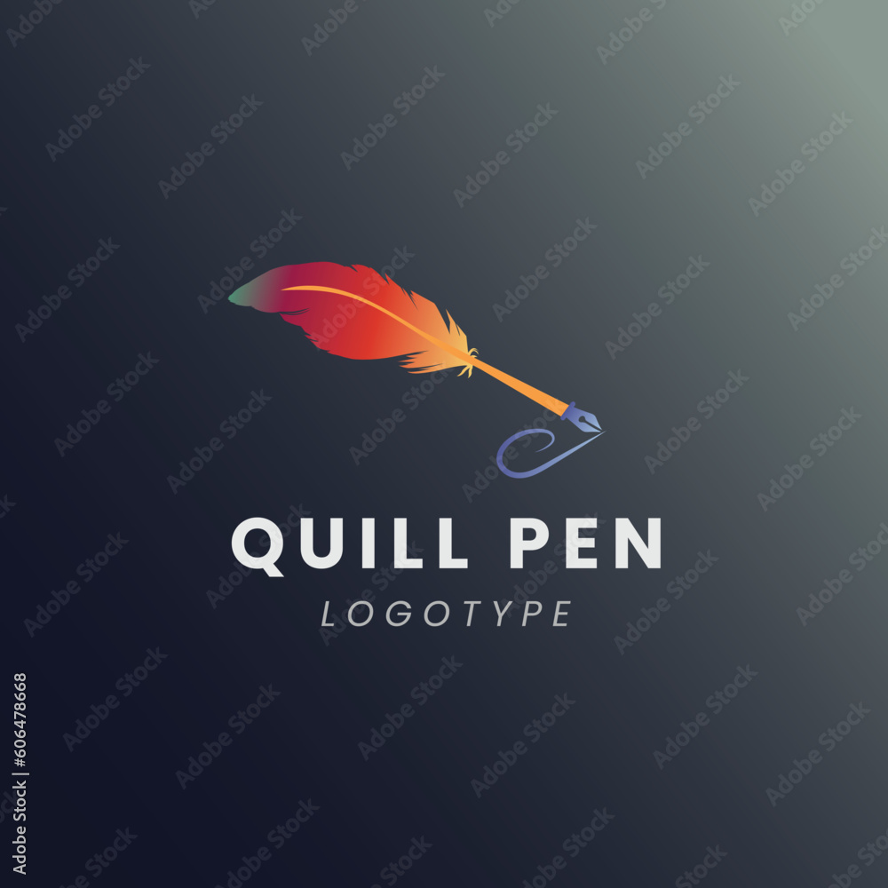 gradient quill pen logo template design