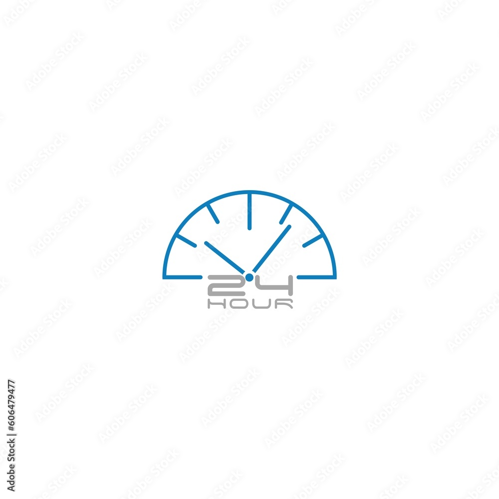 Clock 24 hours icon isolated on white background Clock 24 hours icon isolated on white background