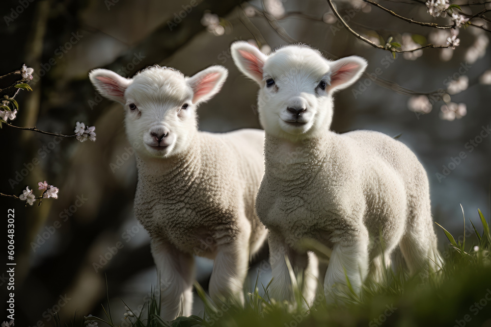 Cute spring lambs, Generative ai Cute spring lambs, Generative ai
