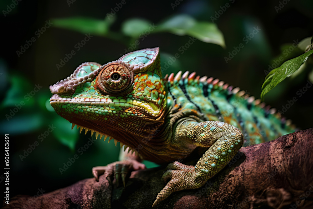 Macro picture of chameleon, Generative ai Macro picture of chameleon, Generative ai