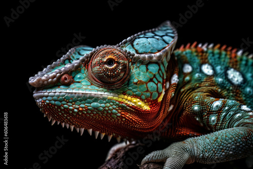 Macro picture of chameleon, Generative ai