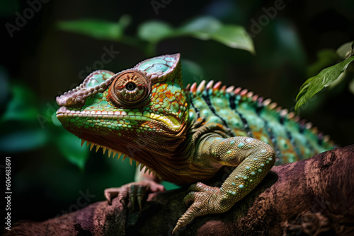 Macro picture of chameleon, Generative ai © Marius