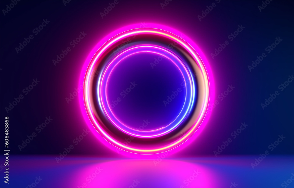 Neon ring pink blue background made with AI generative technology Neon ring pink blue background made with AI generative technology