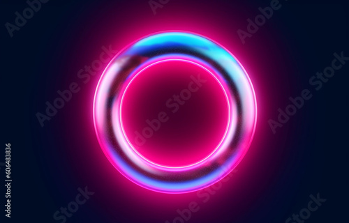 Neon ring pink blue background made with AI generative technology