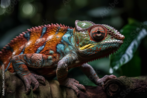 Macro picture of chameleon  Generative ai