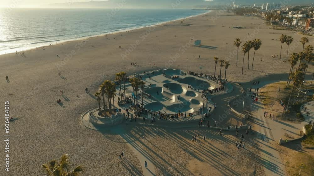 Venice Beach Skate Park. Los Angeles. California. Drone view of the ...