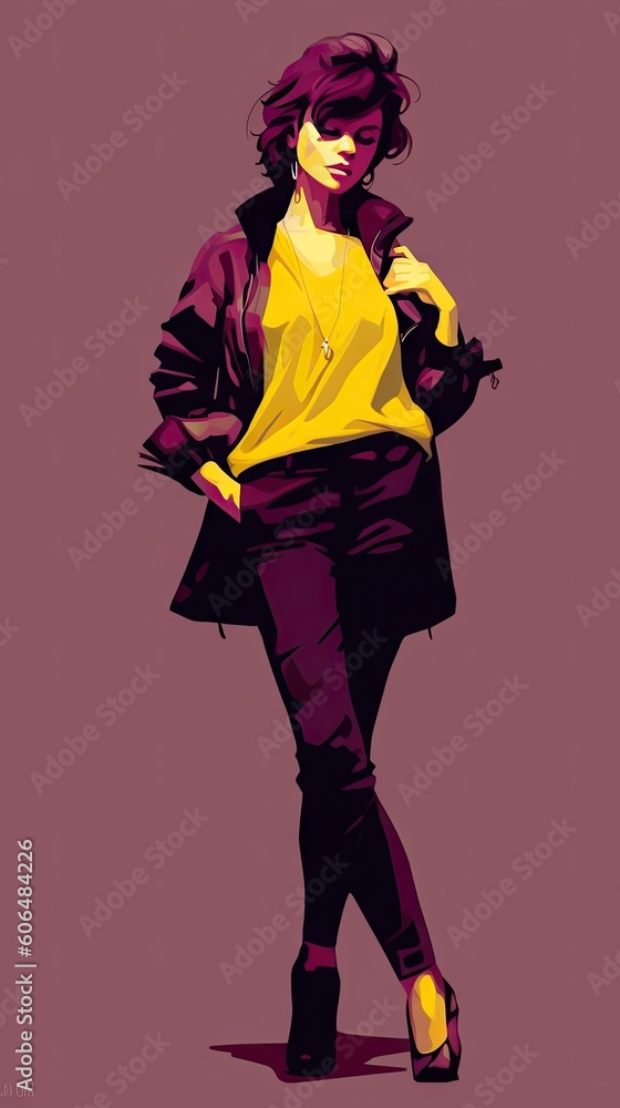 Model in the city. AI generated art illustration. Model in the city. AI generated art illustration.