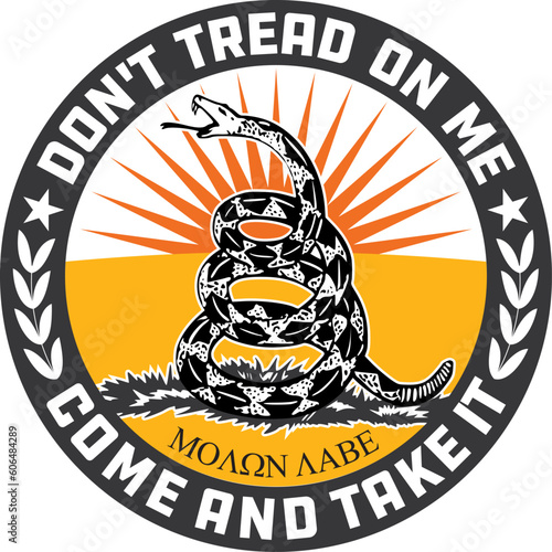 Don't Tread on Me-Come and Take it-Molon Labe T-shirt Emblem in Color
