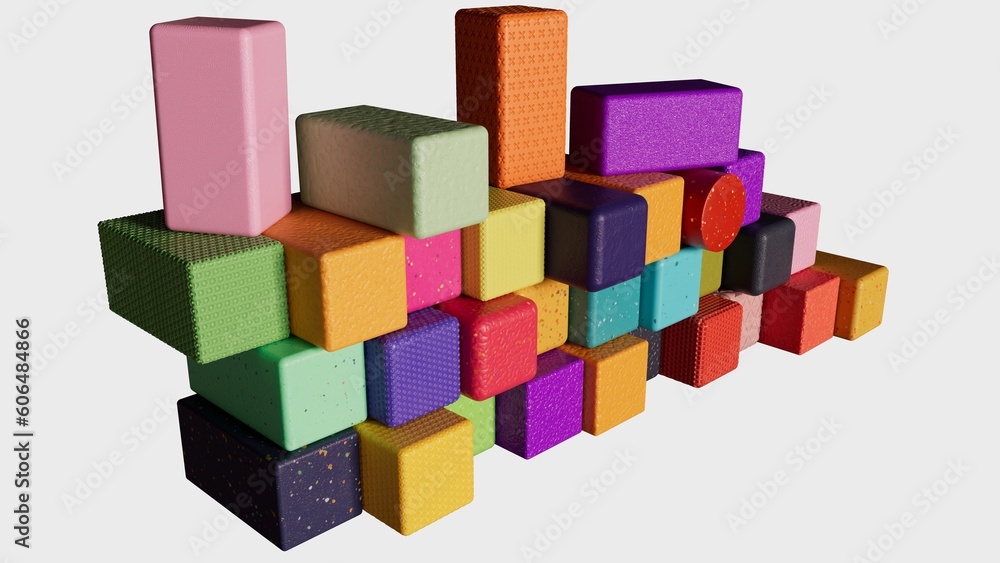 Obraz premium Abstract Plastic Blocks In A Row Composition