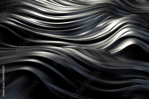 AI generated illustration of abstract full frame background of glossy black substance with irregular wavy lines on surface photo