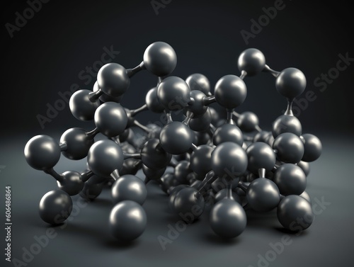 Abstract molecule model on dark background Created with Generative AI technology. © Denis Darcraft