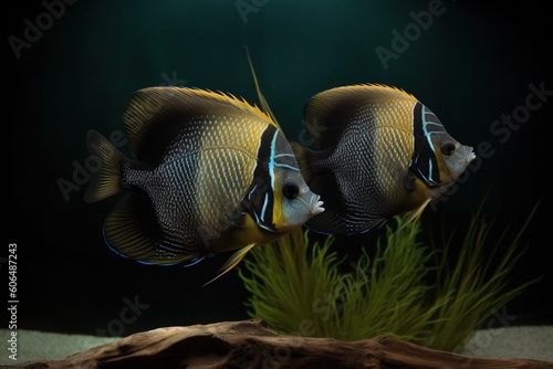 A stunning display of couple Orinoco Angel fish photo