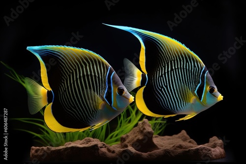 A stunning display of couple Orinoco Angel fish © Color