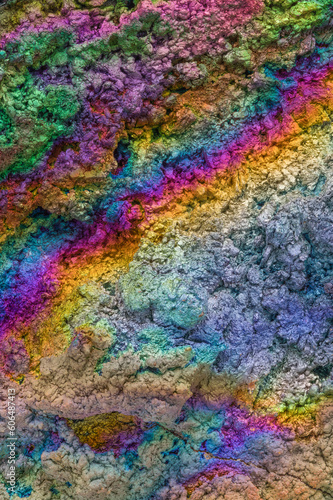 Closeup of iron ore with rainbow color pattern