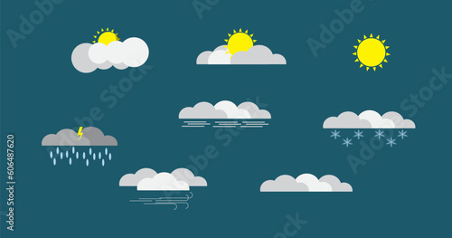 Set ikon cuaca modern. Simbol vektor datar eps 10
 photo
