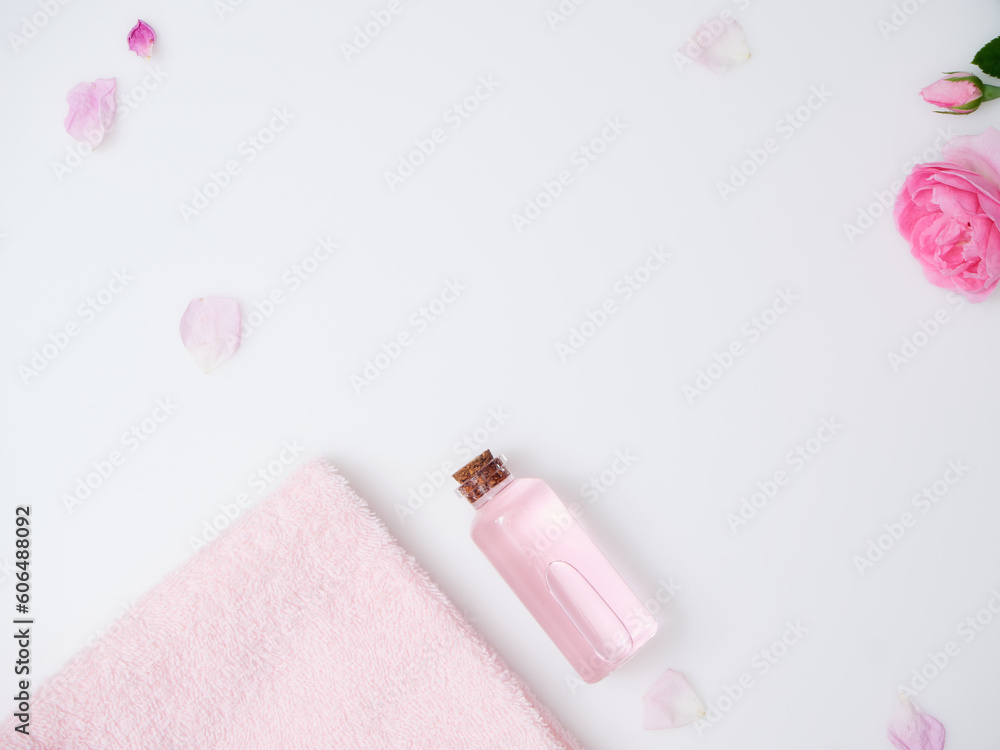 Composition with different spa products and flowers Composition with different spa products and flowers