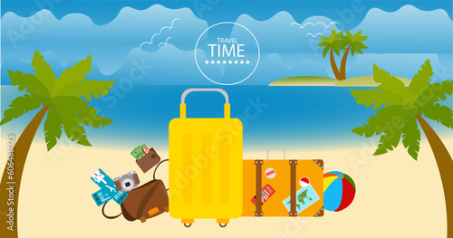 illustration vector background with ornaments and other traveling gear eps 10
