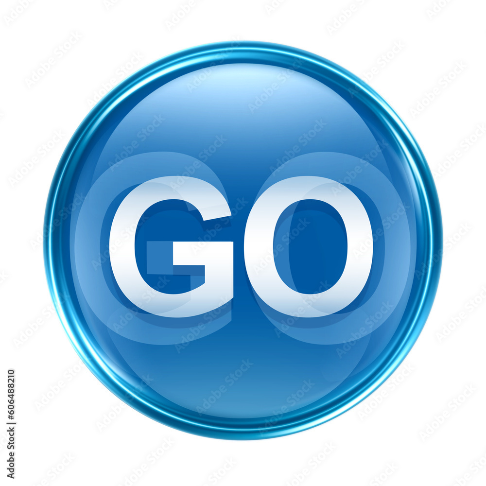 GO icon blue, isolated on white background GO icon blue, isolated on white background