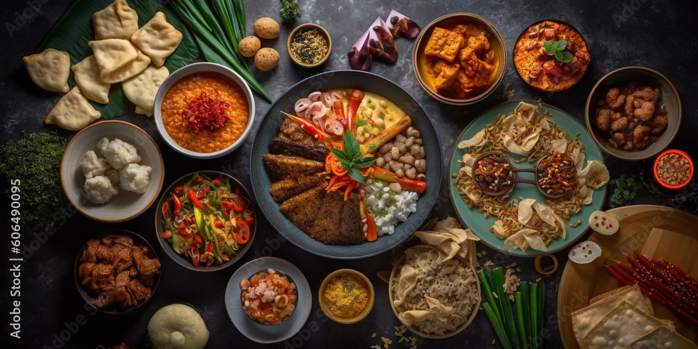 Assortment of traditional Indonesian foods Assortment of traditional Indonesian foods