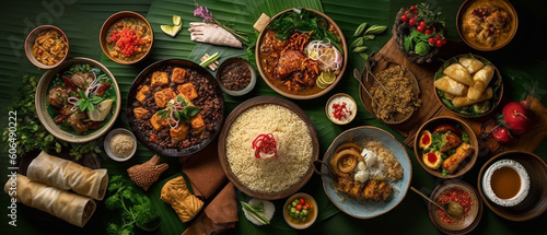 Assortment of traditional Indonesian foods photo