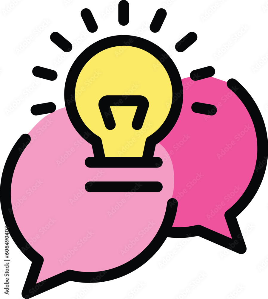 Brainstorming chat icon. Outline Brainstorming chat vector icon for web design isolated on white background color flat Brainstorming chat icon. Outline Brainstorming chat vector icon for web design isolated on white background color flat