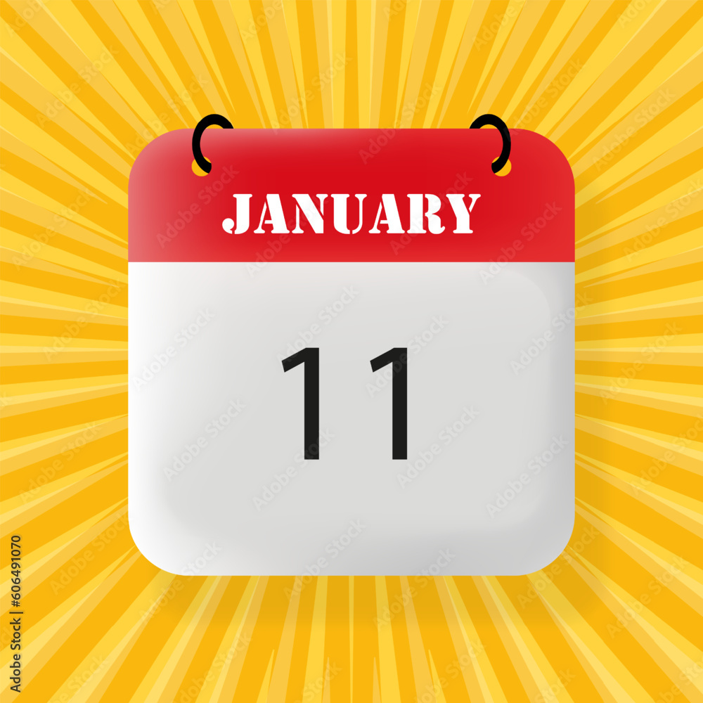January 11. Speech bubble with January 11 text. 3d illustration. Pop art style. Vector line icon for Business and Advertising January 11. Speech bubble with January 11 text. 3d illustration. Pop art style. Vector line icon for Business and Advertising