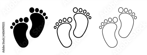 baby feet icon vector set. footprint, newborn, kids feet sign. Vector 10 eps. photo