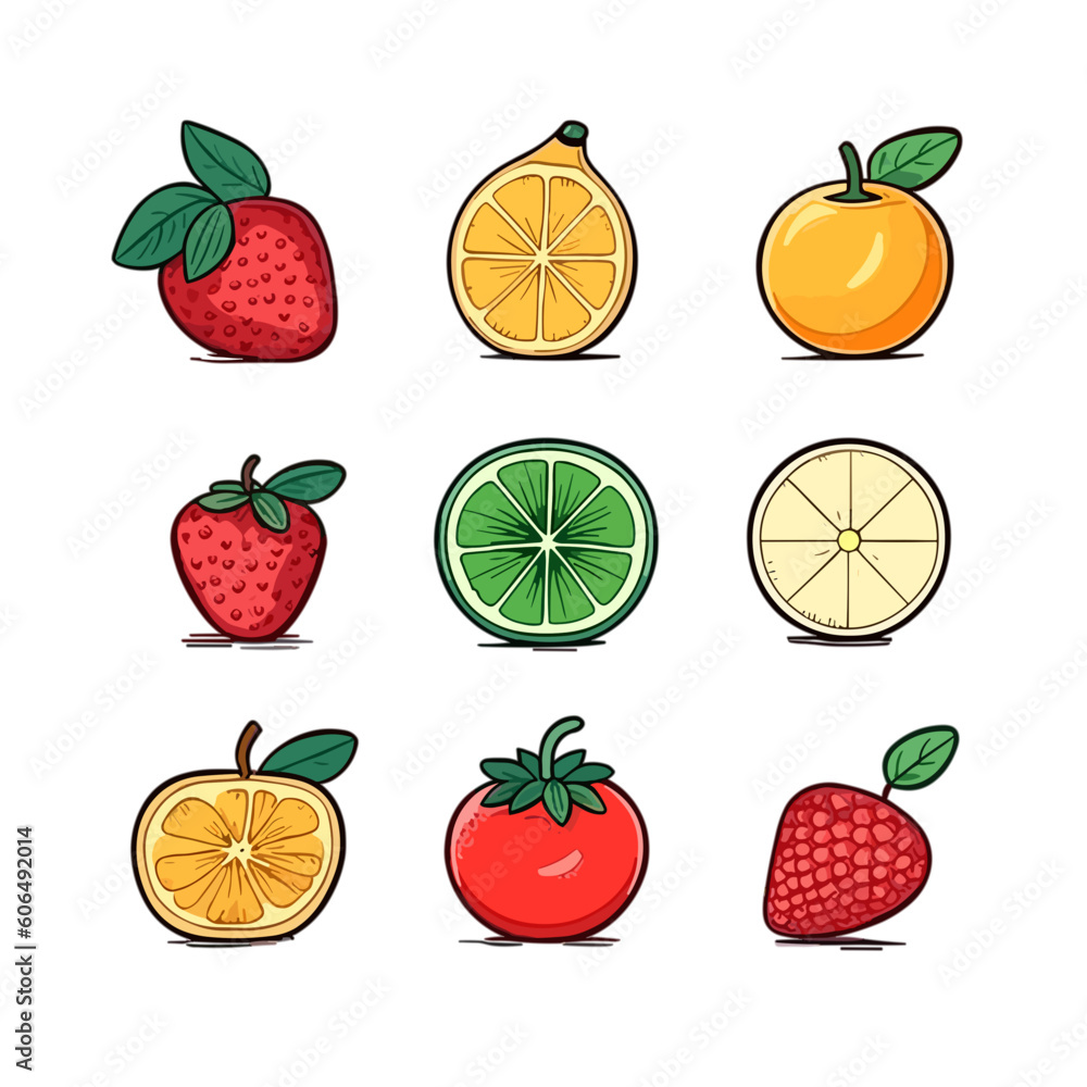 set of fruits and berries set of fruits and berries