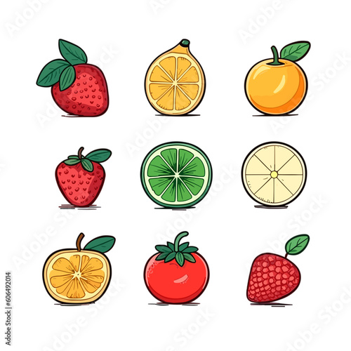 set of fruits and berries