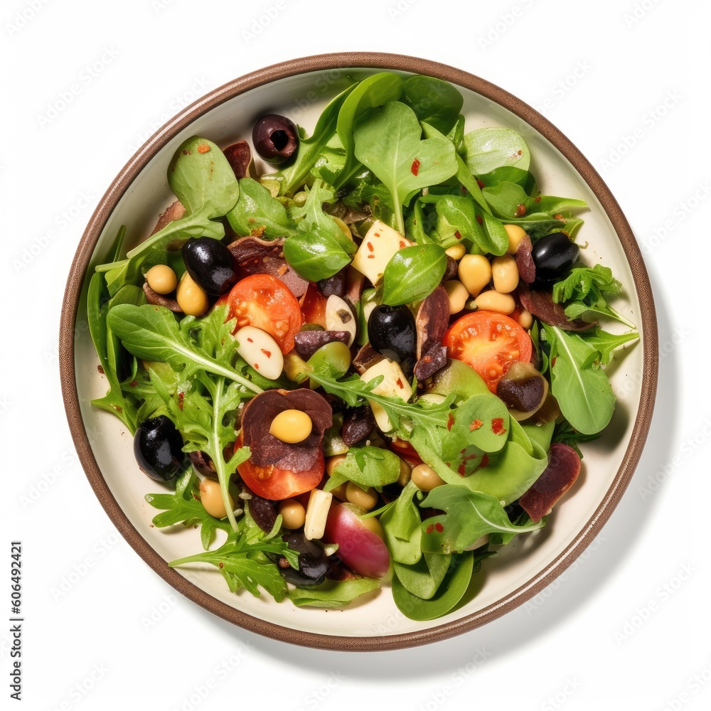 Mediterranean Salad isolated on white background. Generative AI Mediterranean Salad isolated on white background. Generative AI