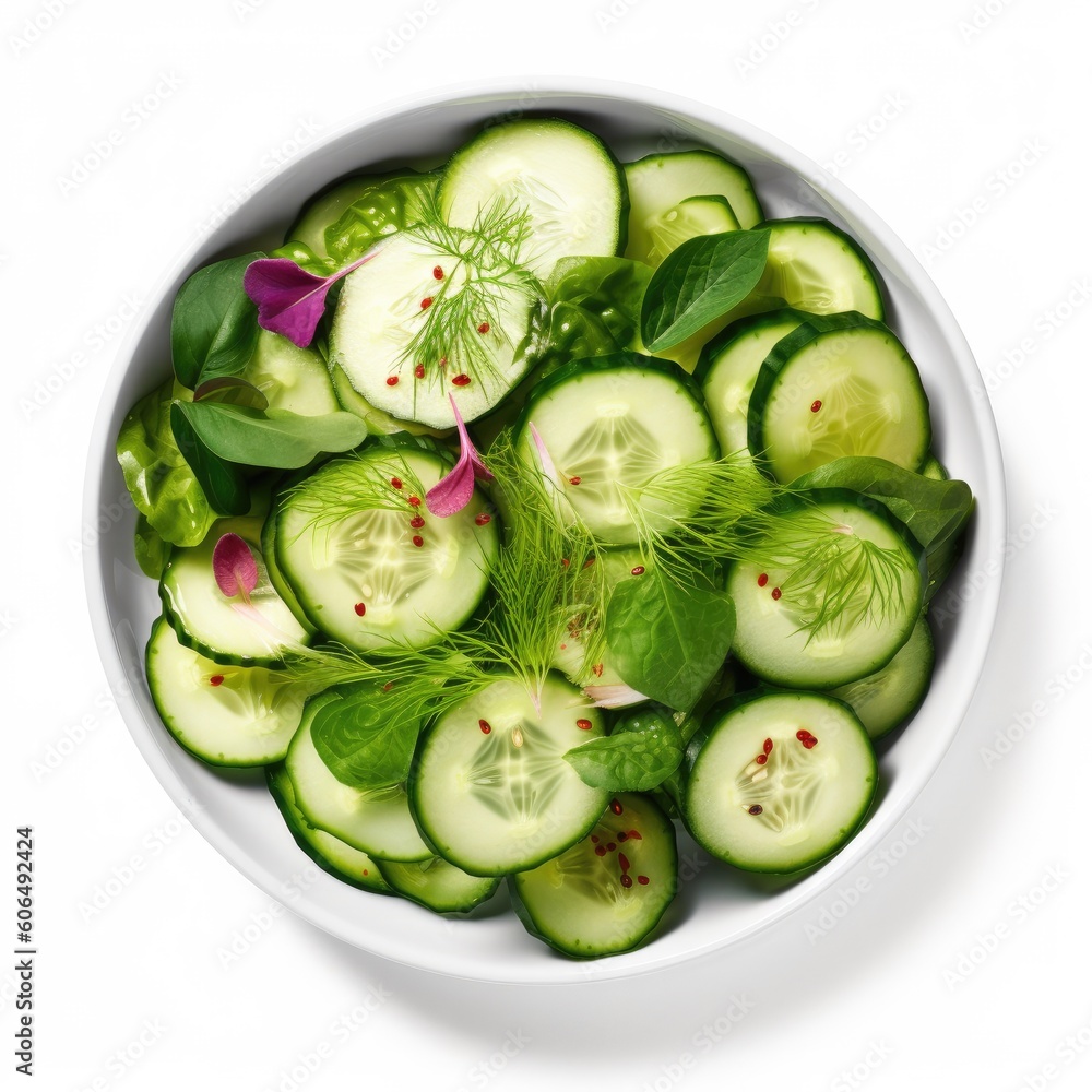 Cucumber Salad isolated on white background. Generative AI Cucumber Salad isolated on white background. Generative AI