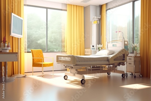 明るくてお洒落な病院の個室：AI作品
 photo