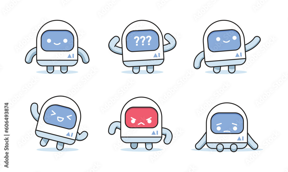 A collection of AI Robot. Isolated Vector Illustration A collection of AI Robot. Isolated Vector Illustration