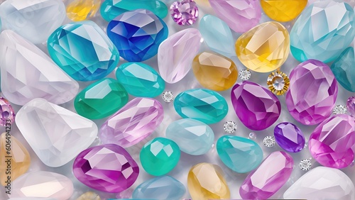 Background of multi-colored, colorfull, shiny, glass, precious or semi-precious stones. © Andreas