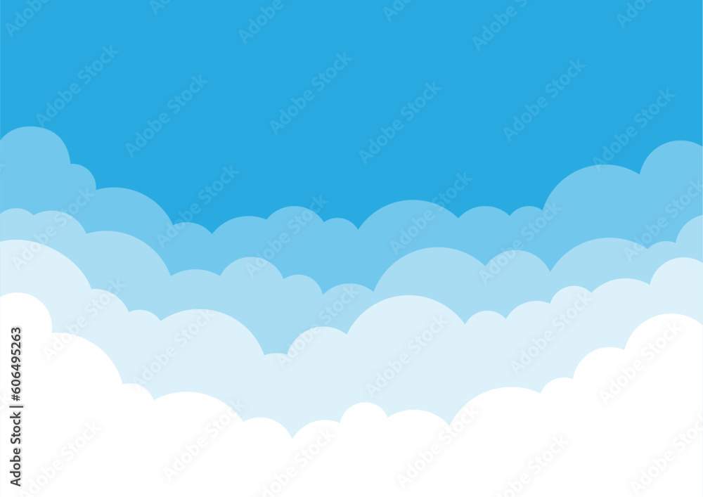 Sky clouds background cartoon paper style