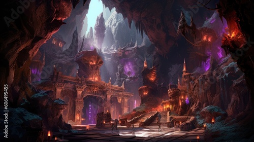 Breathtaking dragon's lair hidden deep within a mountain, featuring hoards of treasure, ominous caverns, and a majestic dragon guarding its realm