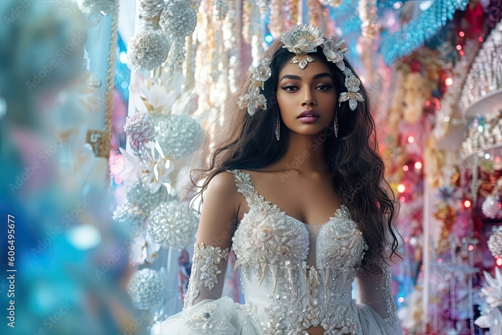 stunning image features an Indian female
model in a white short dress with a cute and youthful vibe generative ai stunning image features an Indian female
model in a white short dress with a cute and youthful vibe generative ai