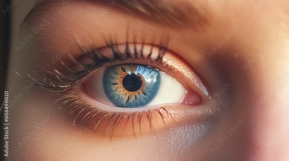 Fototapeta premium macro photograph showcasing the natural beauty of an eye, capturing intricate details and mesmerizing colors with exquisite clarity. generative AI.