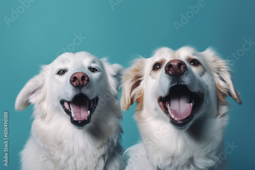 Ai generated illustration of two smiling dogs