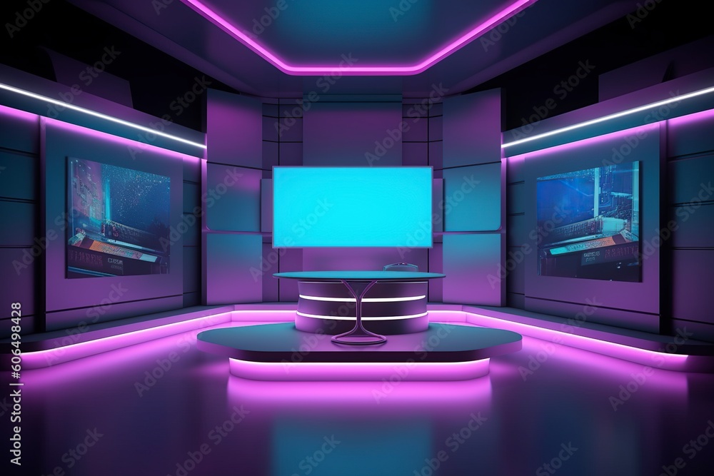 illustration, interior of studio for broadcasting,generative ai illustration, interior of studio for broadcasting,generative ai