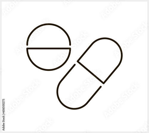 Medical pill. Medicine tablet icon isolated. Sketch capsule. Health care symbol. Vector stock illustration. EPS 10