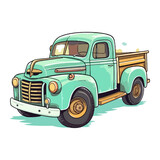 Colorful Old Farm Truck pop art style, Old Farm Truck Sticker, pastel cute colors, retro truck