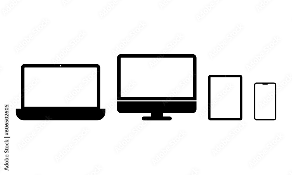 set of icons of laptop, smartphone, computer monitor device screen. set of icons of laptop, smartphone, computer monitor device screen.