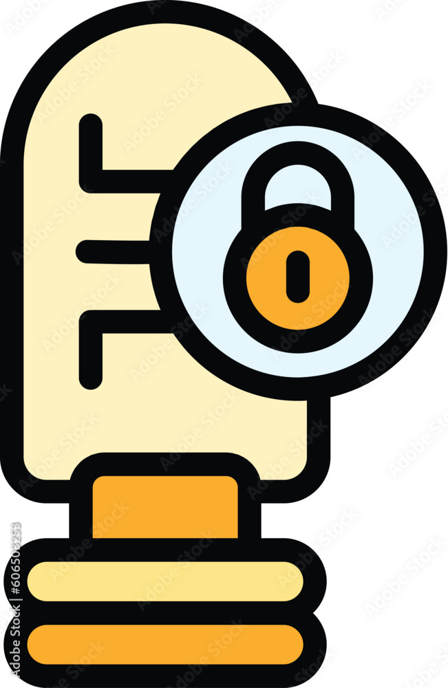 Locked smart lightbulb icon. Outline Locked smart lightbulb vector icon for web design isolated on white background color flat Locked smart lightbulb icon. Outline Locked smart lightbulb vector icon for web design isolated on white background color flat