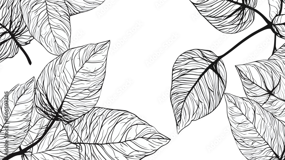 set of leaves, design elements, frames, calligraphic. Vector floral illustration with branches, berries, feathers and leaves. Nature frame on white background