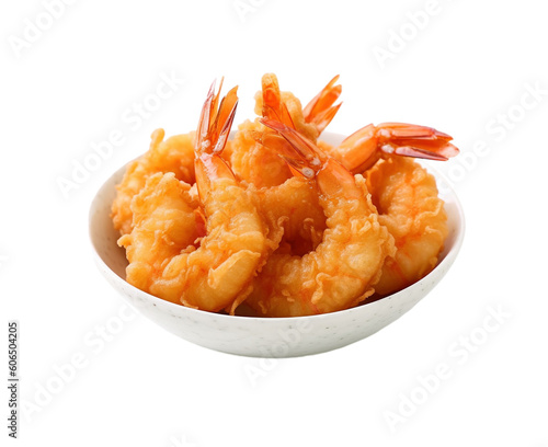 Shrimps tempura placed on a transparent background