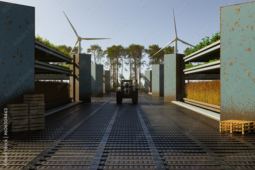 outdoor vertical farming - 3D-Illustration