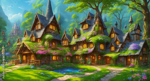  Enchanting Escapes: Discover the Magic World of Beautiful Villages and Natural Homes Amidst Trees and Flowers - AI GENERATE | MAGIC WORLD | CARTOON WORLD 