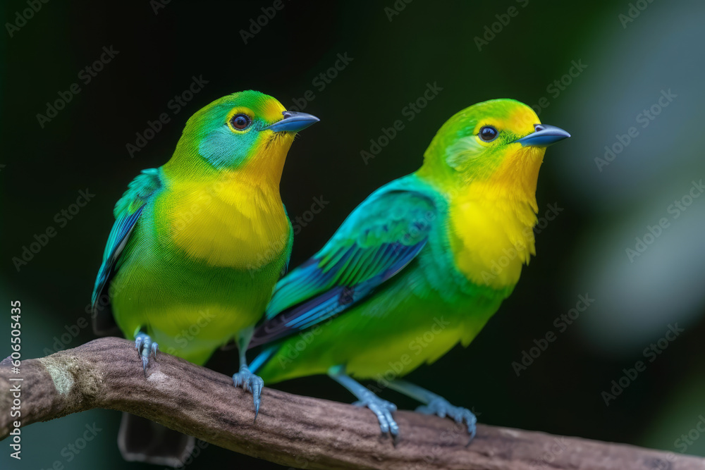 Blue-naped Chlorophonia, cute birds, Generative ai
