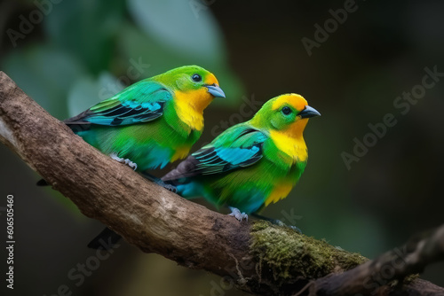 Blue-naped Chlorophonia, cute birds, Generative ai © Marius